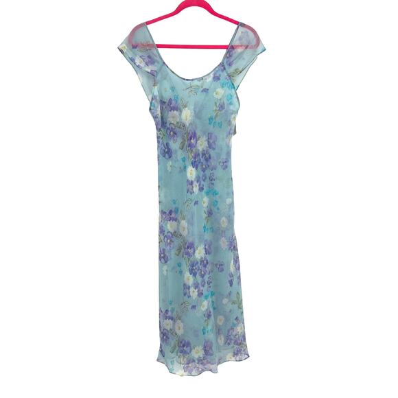 VTG Valentino Intimo Blue Floral Lingerie Gown Matching Robe 2 PC Set Petite NEW - Picture 9 of 16